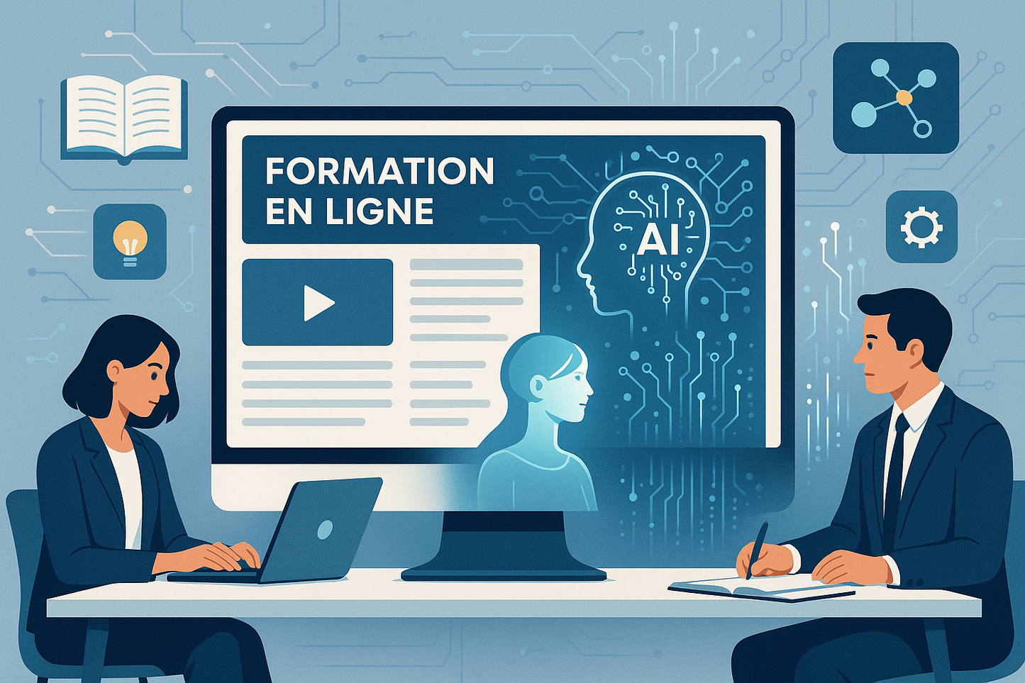 Formation professionnelle en ligne augmentée par l'IA