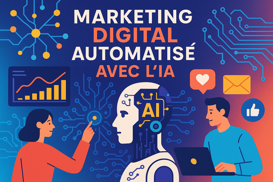 Crée une illustration pour ma formation dont le titre en français est "Marketing Digital Automatisé avec l'IA"... varie les couleurs et écris le titre de la formation en français